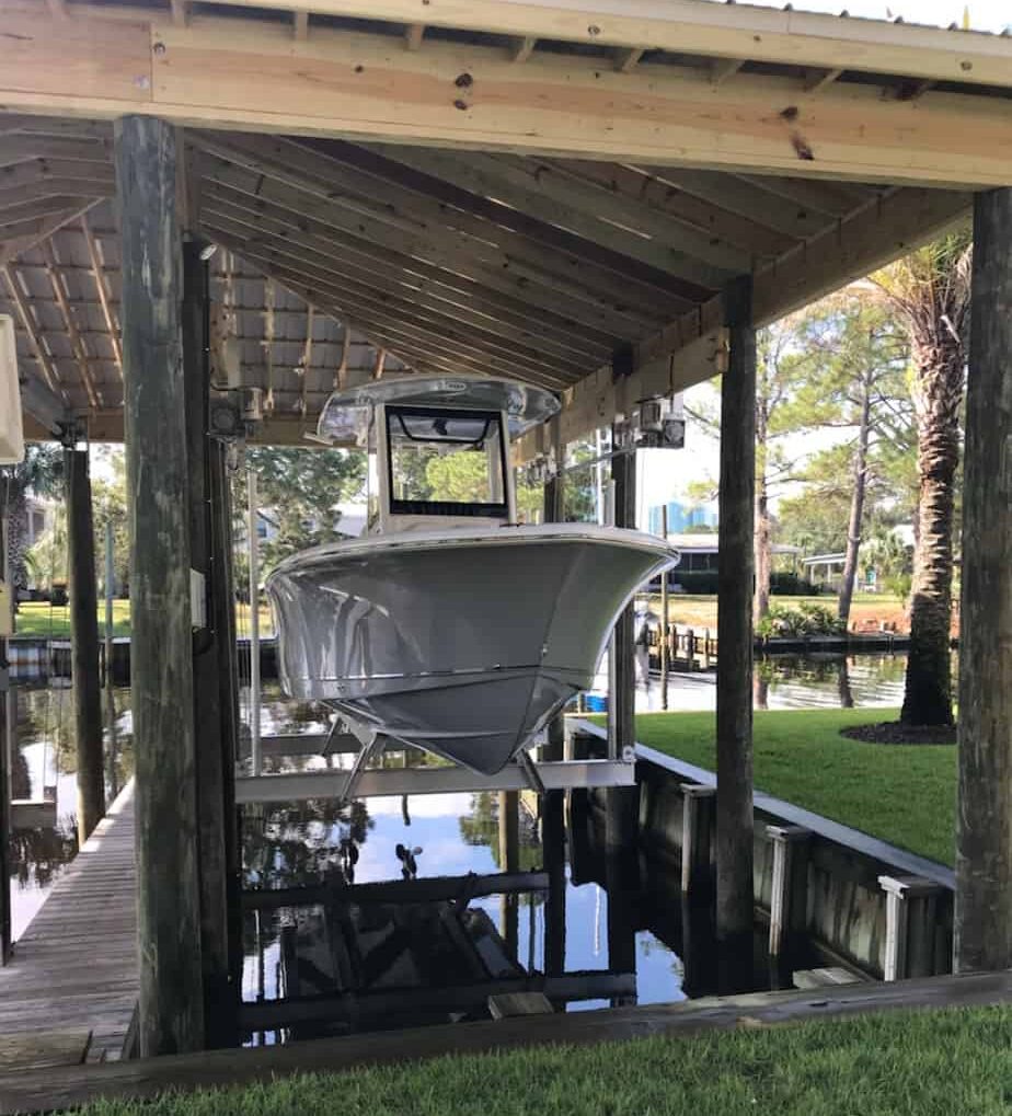 wood piling boat house lift installation wood piling boat house lift installation