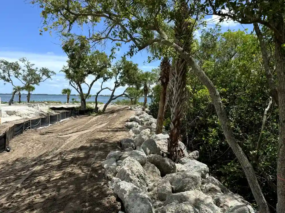 Professional seawall construction providing long-term shoreline protection